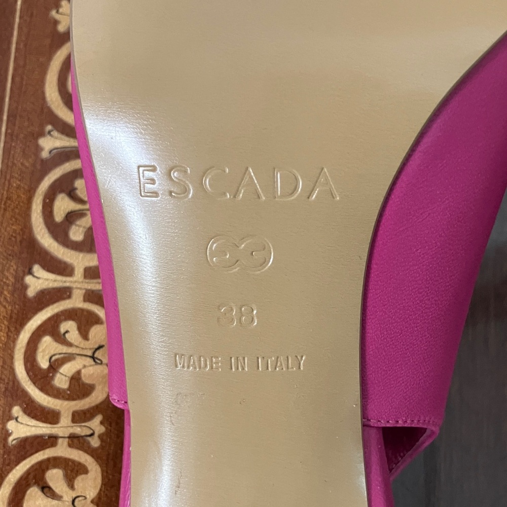 New 38 Escada Shoes Pink White Yellow Orange Green - Picture 7 of 9